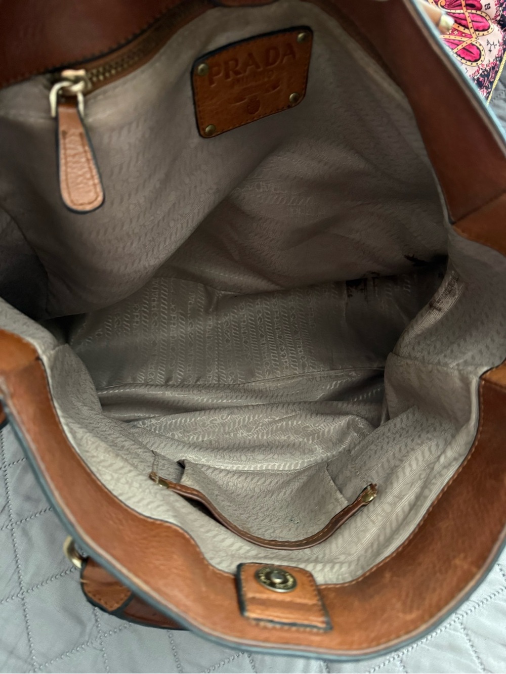 Prada Tan Leather Tote with Gold Hardware - Picture 14 of 16